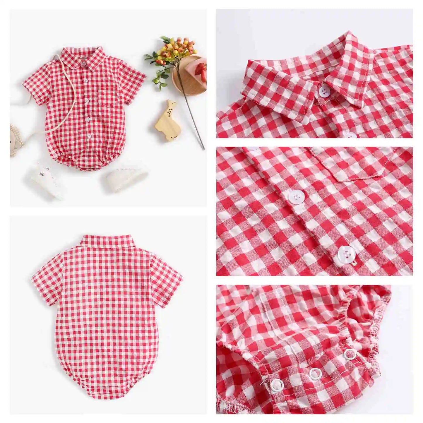 Sanlutoz Cotton Baby Boys Bodysuits Fashion Newborn Clothes for Baby Boy Short Sleeve Summer Baby Clothing Plaid