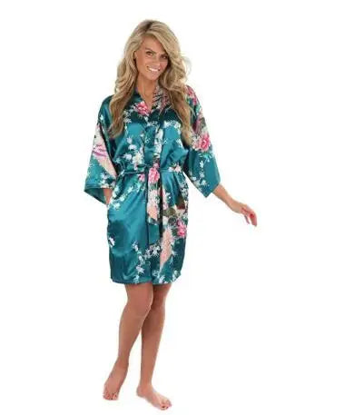 Print Bathrobe Short Long Kimono Night Gown Robe Fashion Dressing