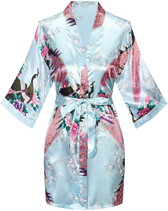 Print Bathrobe Short Long Kimono Night Gown Robe Fashion Dressing