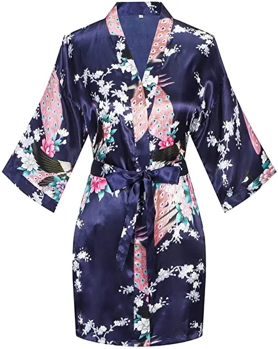 Print Bathrobe Short Long Kimono Night Gown Robe Fashion Dressing
