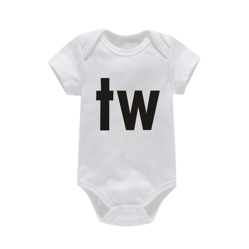 Black Bodysuit Twins Romper Baby Clothes 0-24M