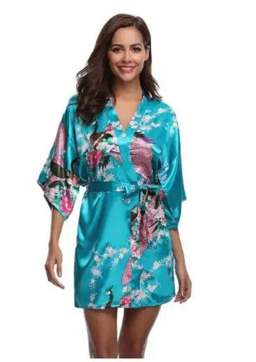 Print Bathrobe Short Long Kimono Night Gown Robe Fashion Dressing