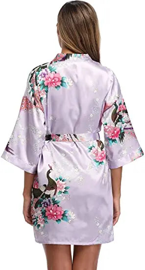 Print Bathrobe Short Long Kimono Night Gown Robe Fashion Dressing