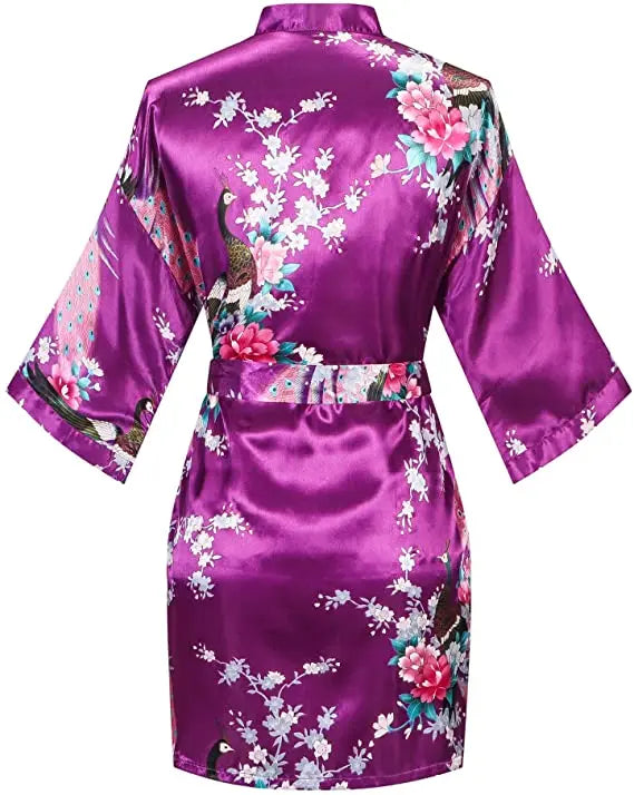 Print Bathrobe Short Long Kimono Night Gown Robe Fashion Dressing