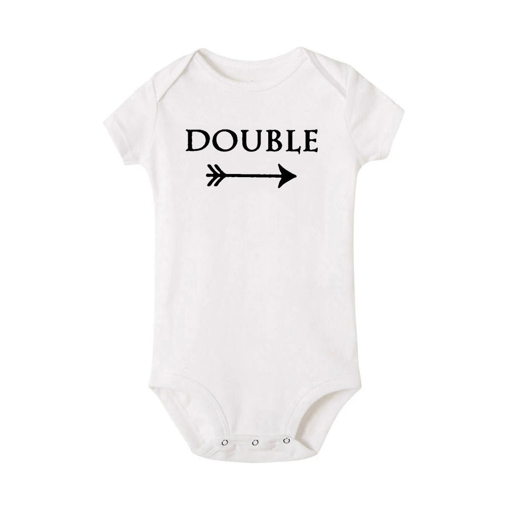 Baby Bodysuits Double Trouble Twin Kids Unisex Short Sleeve Romper