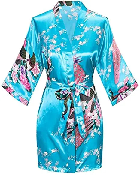 Print Bathrobe Short Long Kimono Night Gown Robe Fashion Dressing