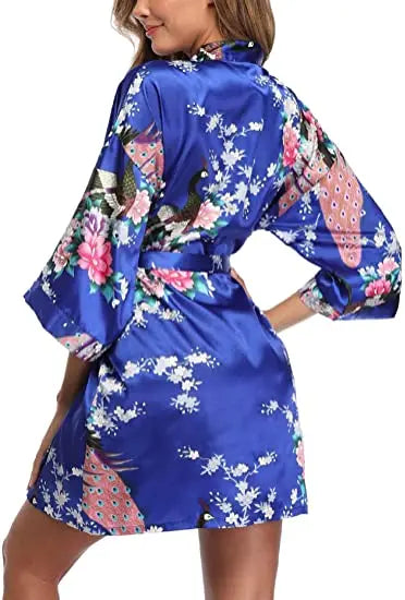 Print Bathrobe Short Long Kimono Night Gown Robe Fashion Dressing
