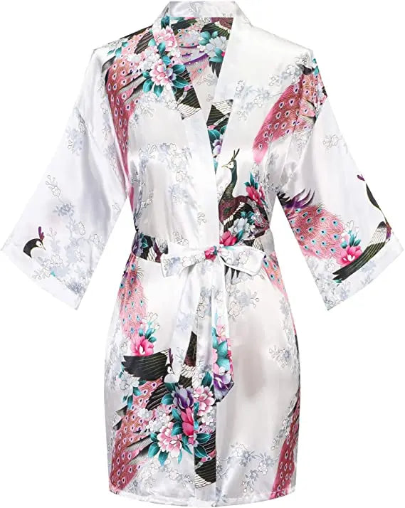 Print Bathrobe Short Long Kimono Night Gown Robe Fashion Dressing