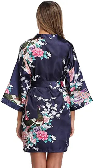 Print Bathrobe Short Long Kimono Night Gown Robe Fashion Dressing