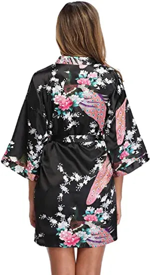 Print Bathrobe Short Long Kimono Night Gown Robe Fashion Dressing