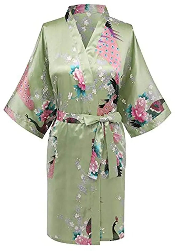 Print Bathrobe Short Long Kimono Night Gown Robe Fashion Dressing