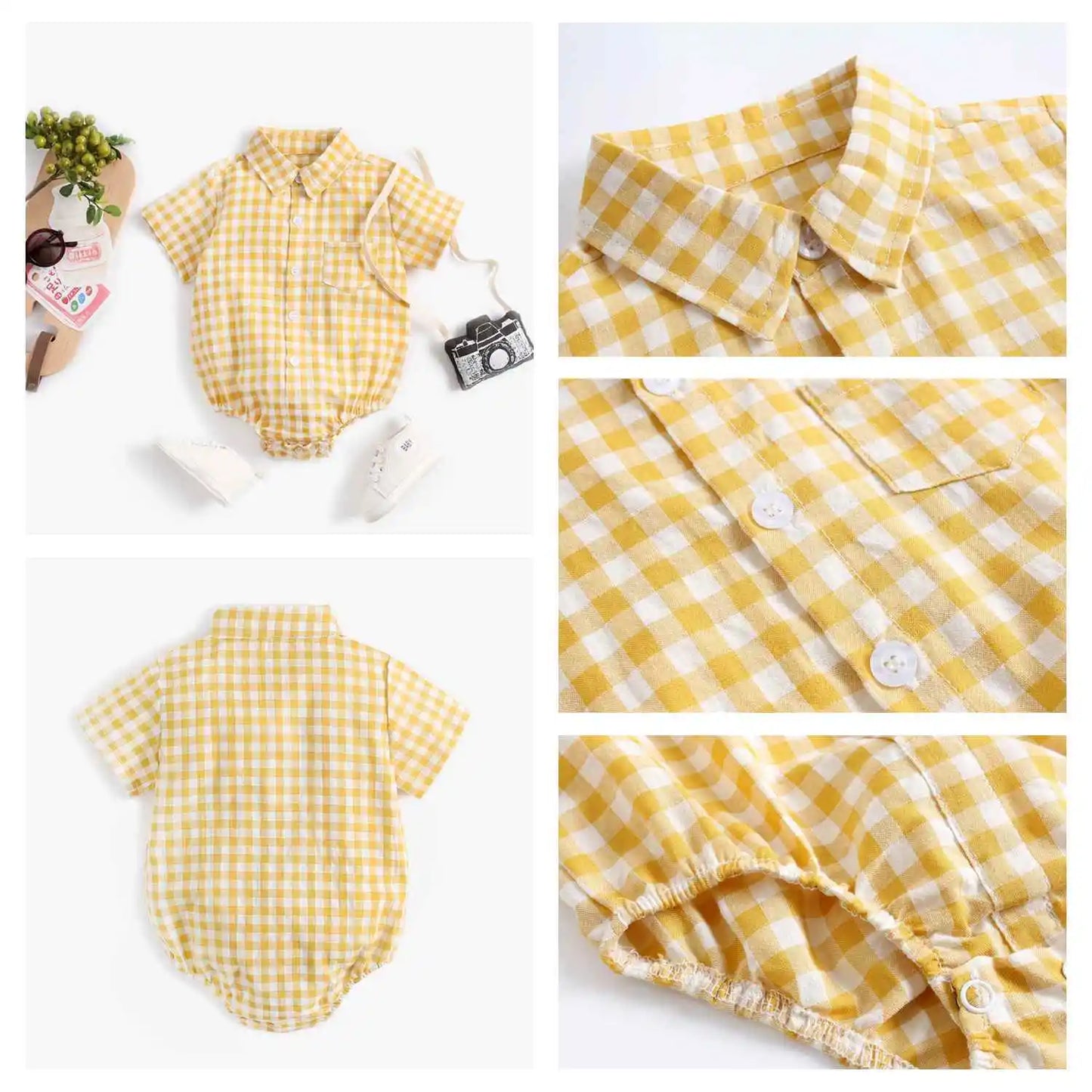 Sanlutoz Cotton Baby Boys Bodysuits Fashion Newborn Clothes for Baby Boy Short Sleeve Summer Baby Clothing Plaid