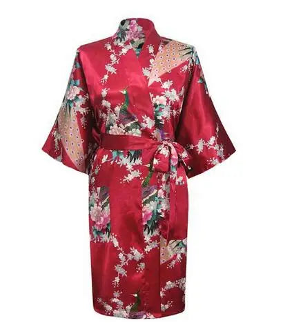 Print Bathrobe Short Long Kimono Night Gown Robe Fashion Dressing