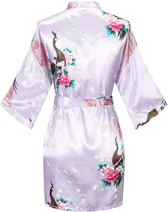 Print Bathrobe Short Long Kimono Night Gown Robe Fashion Dressing