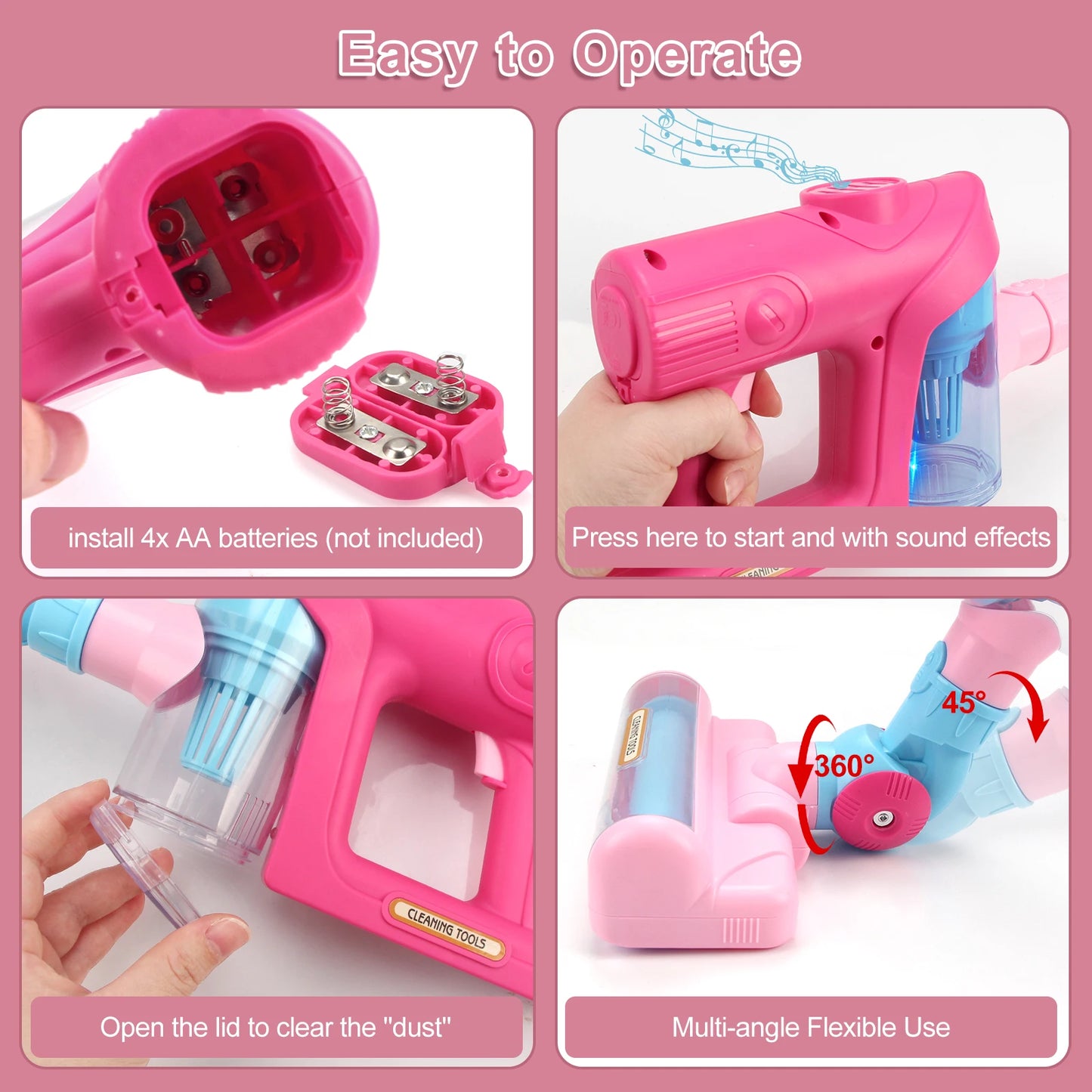 Electric Mini Vacuum Cleaner Simulation Housework Dust Catcher with Light and Music