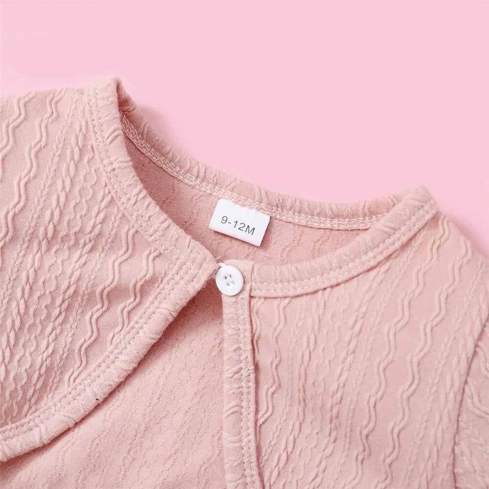 Set Pink Long Sleeves Coat+Flower Dress