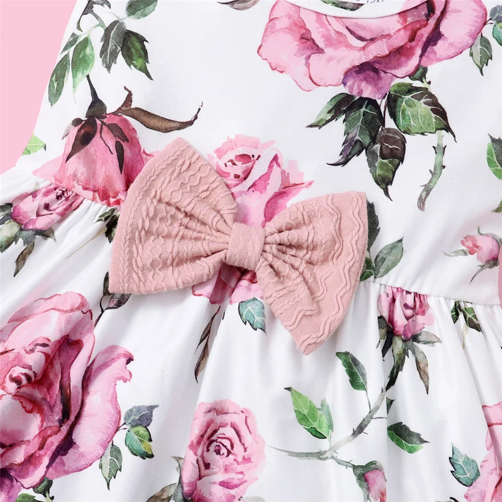 Set Pink Long Sleeves Coat+Flower Dress