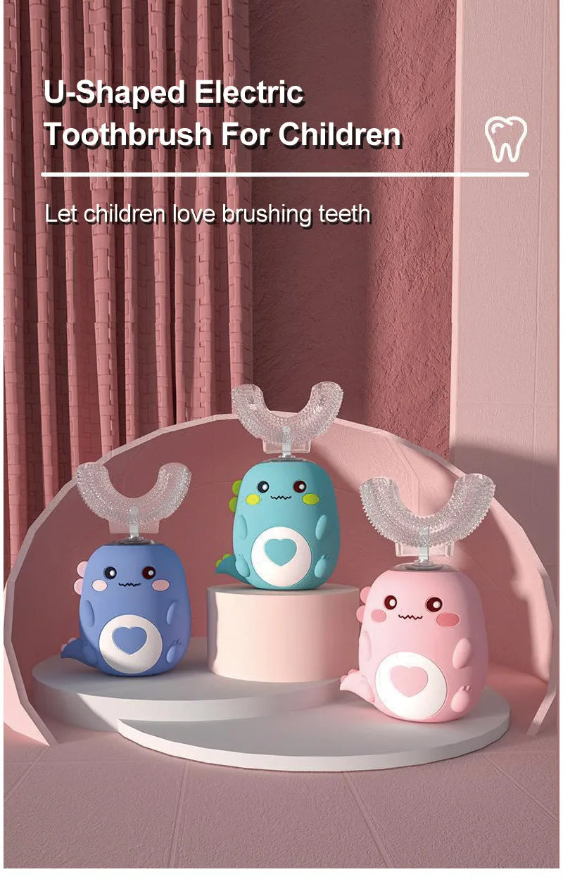 Kids U-Shape Toothbrush 360° Soft Silicone | Toddler & Baby Toothbrush | BPA-Free Manual Toothbrush for Boys & Girls | Gentle Gum Care, Safe Oral Hygiene, Fun Design