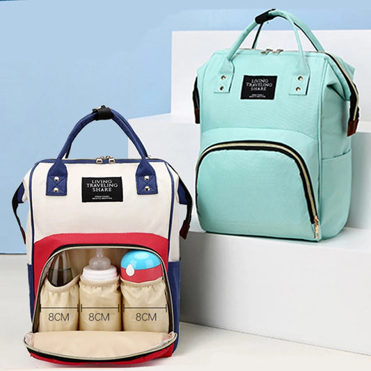 Large Capacity Canvas Mummy Bag Multifunctional Baby Bottle Thermal