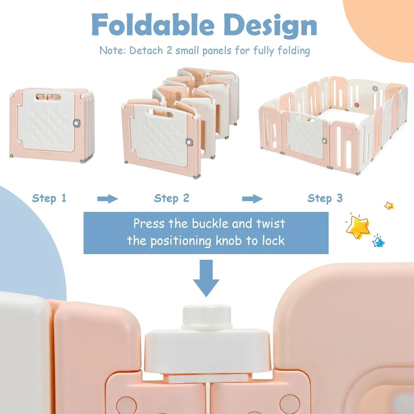 DORTALA 16 Panels Baby Safety Playpen Kids Foldable Toddler Safety Activity Play Center