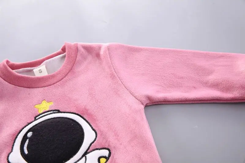 Autumn Winter Baby Boys Clothes Sets Thick Fleece Cartoon Bear Jacket Vest Pants 3Pcs Cotton Sport Suit For Girls Warm Outfits