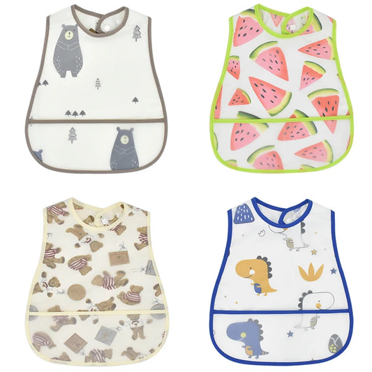 Waterproof Pocket Lunch Feeding Bibs Adjustable