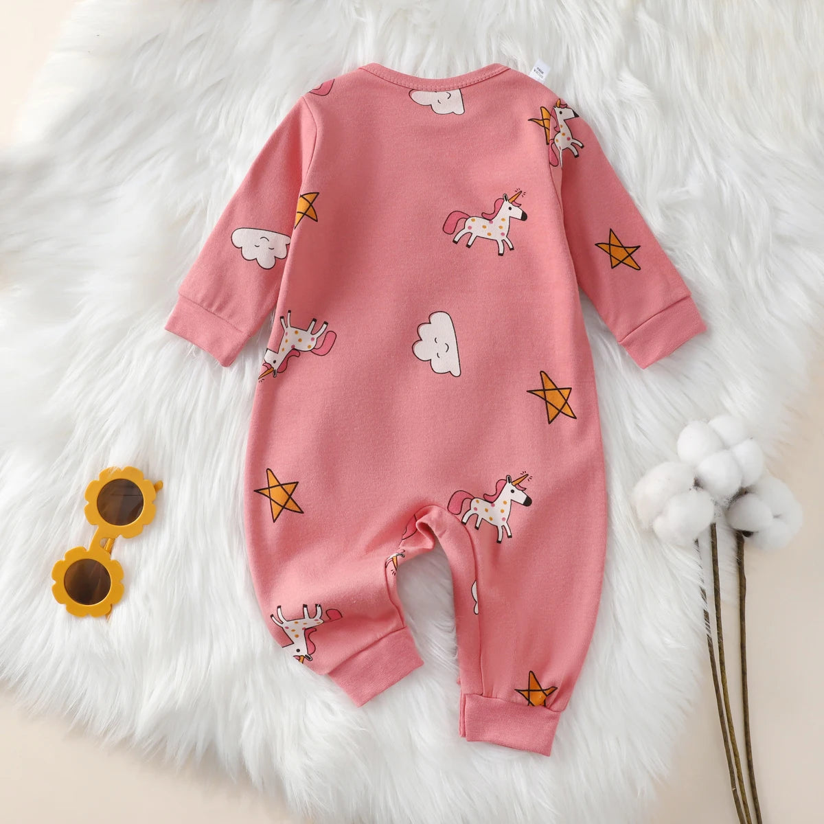 hibobi 100% Cotton Newborn Jumpsuit Comfortable Cute Animal Patterns Round Neck Baby Crawling Suit 0-18m Toddler Onesie