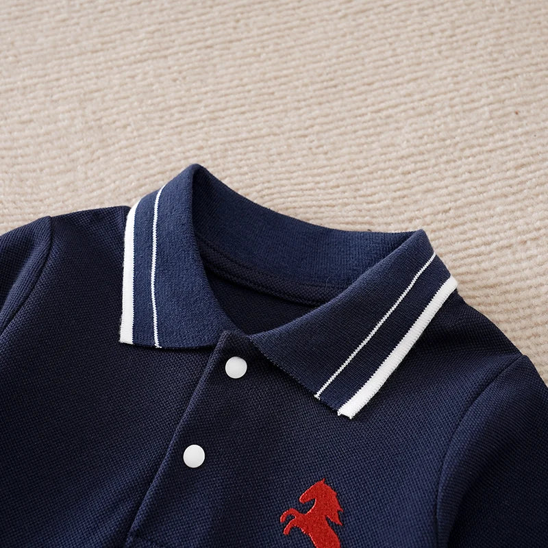 Spring And Autumn Boys And Girls' Literary Style Pony Embroidered Cotton Comfortable Long Sleeve Baby Bodysuit