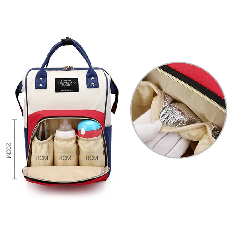 Large Capacity Canvas Mummy Bag Multifunctional Baby Bottle Thermal