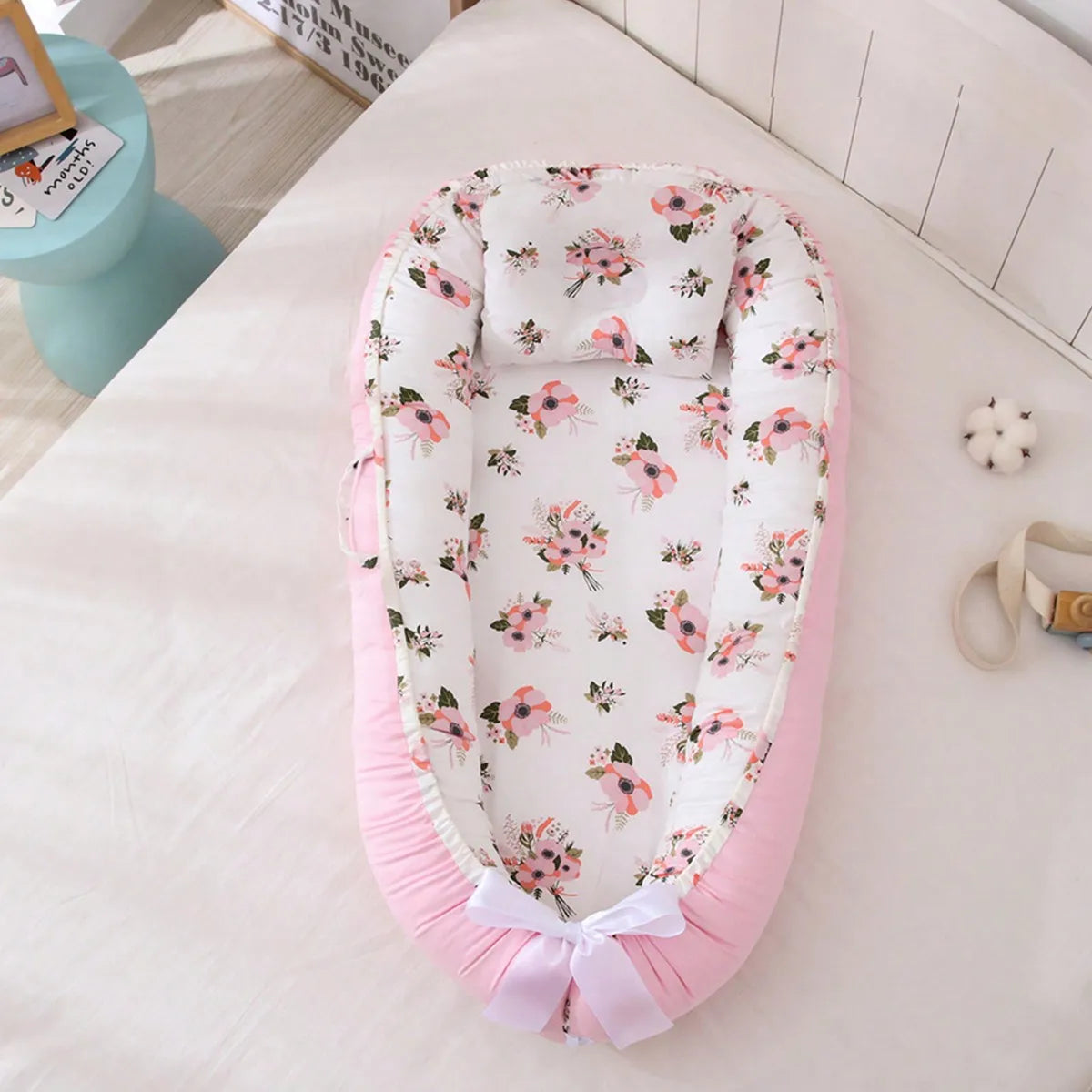 Baby Nest for Sleeping Newborn Baby Lounger Cotton Breathable Adjustable