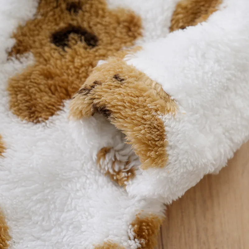 Teddy Bear Plush Comfortable And Soft 0-18 Boys And Girls Autumn And Winter Long Sleeved Baby Jumpsuit