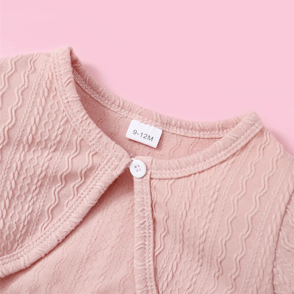 Set Pink Long Sleeves Coat+Flower Dress