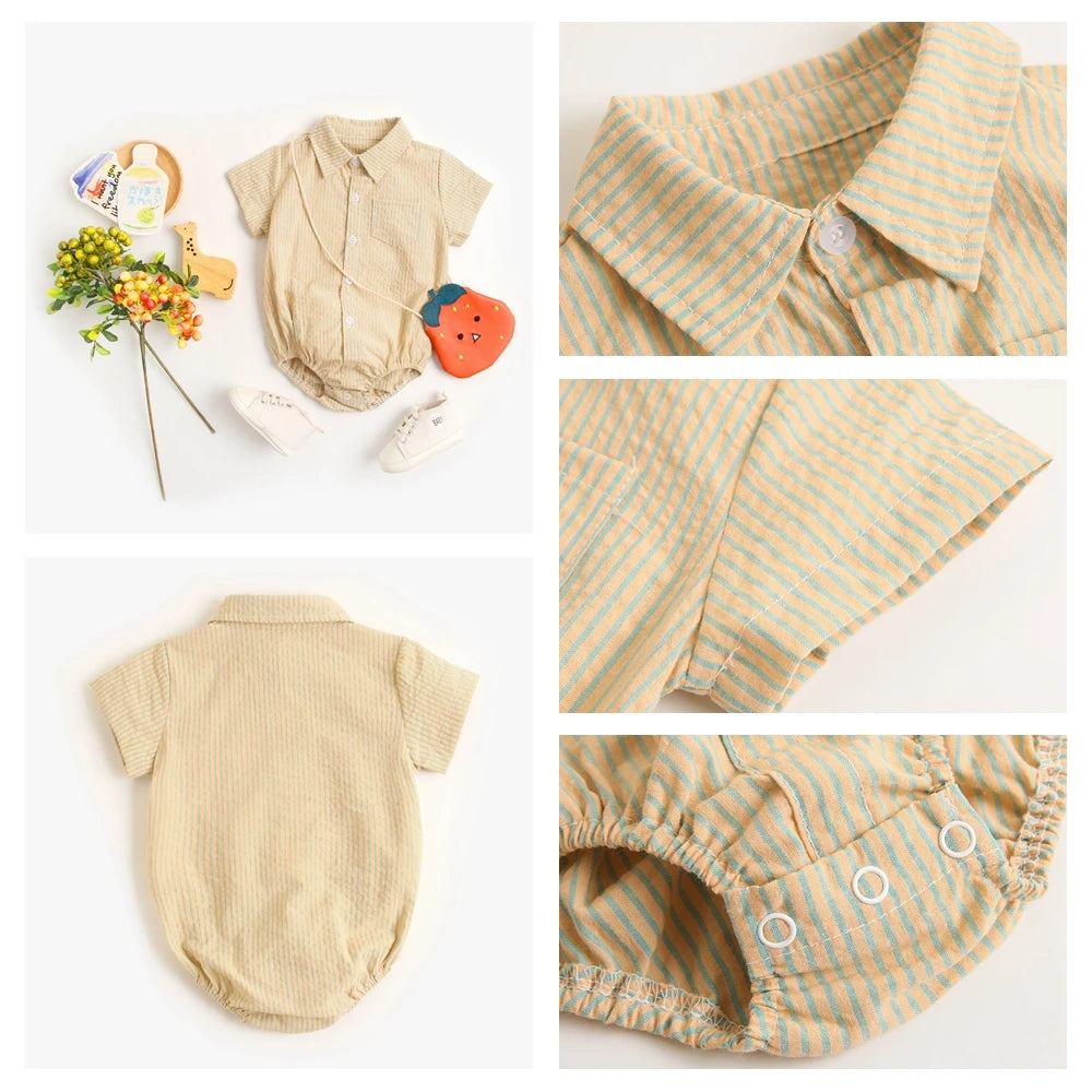 Sanlutoz Cotton Baby Boys Bodysuits Fashion Newborn Clothes for Baby Boy Short Sleeve Summer Baby Clothing Plaid