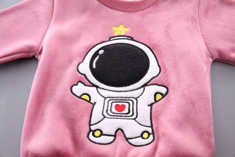 Autumn Winter Baby Boys Clothes Sets Thick Fleece Cartoon Bear Jacket Vest Pants 3Pcs Cotton Sport Suit For Girls Warm Outfits