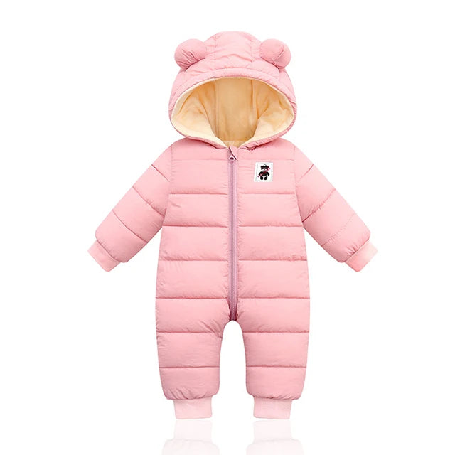 Winter Baby Newborn Plus Velvet Overalls Clothes Infant Boys Girls Warm Thick Jumpsuit Hooded Outfits Down Cotton kids Romper