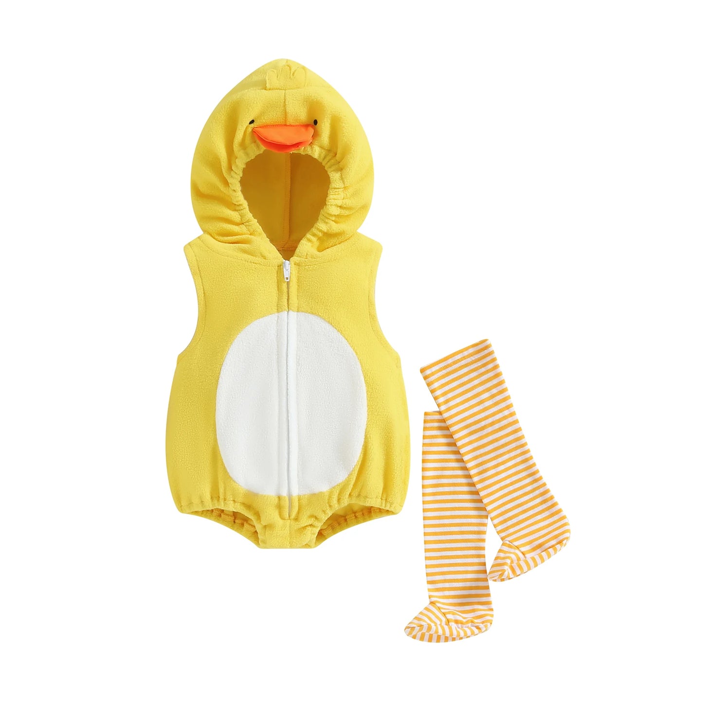 Bee Costume Sleeveless Stripes Hooded Romper Long Socks Set