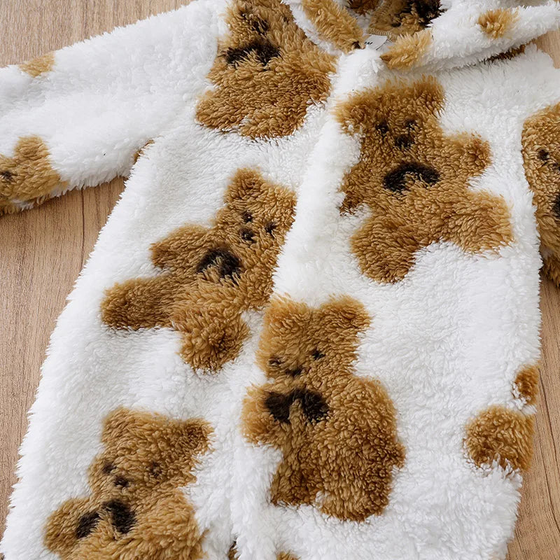 Teddy Bear Plush Comfortable And Soft 0-18 Boys And Girls Autumn And Winter Long Sleeved Baby Jumpsuit