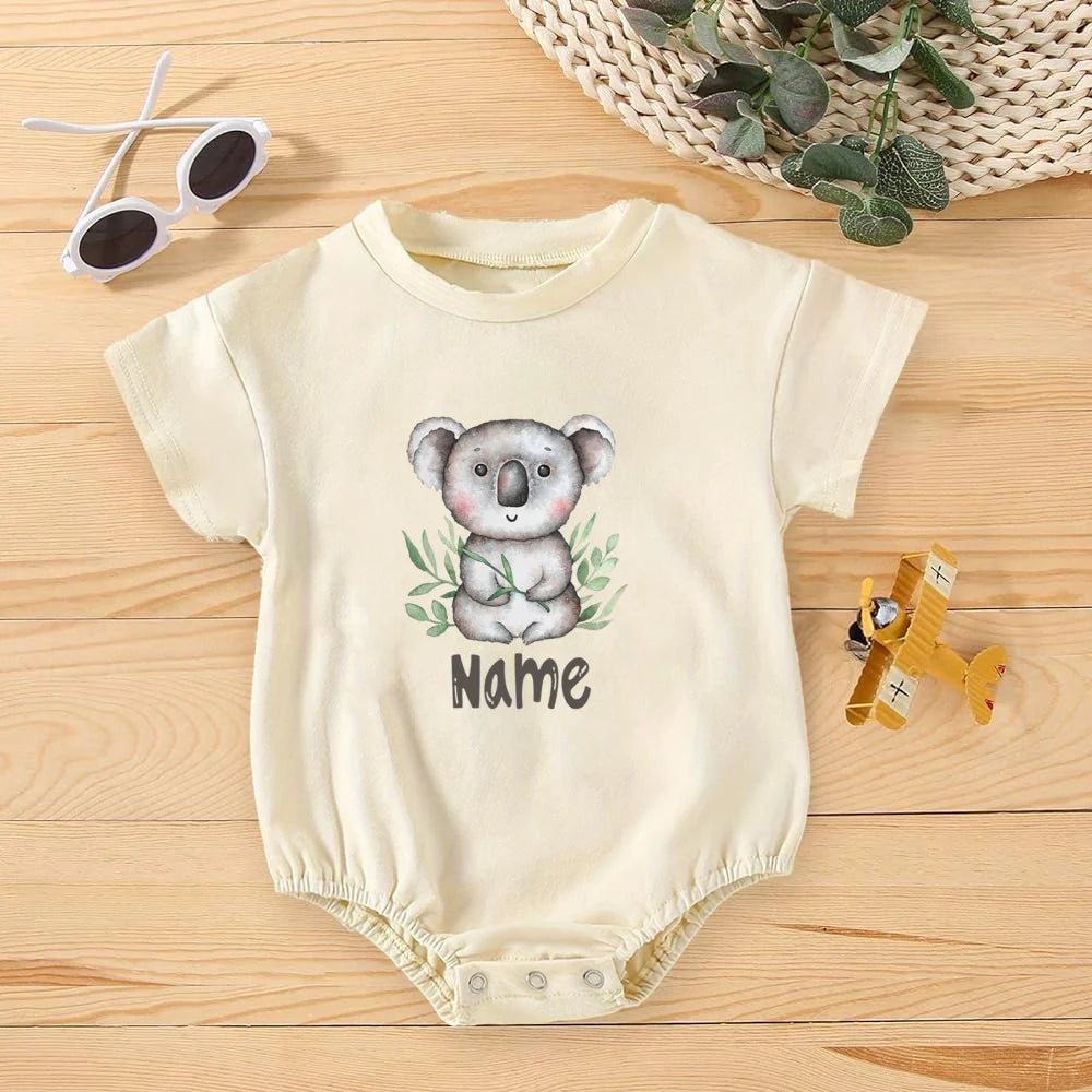 Personalised Rainbow with Name Bubble Romper Infant Jungle Birthday Party Clothes Baby Oversized Bodysuit Cute Wild One Jumpsuit