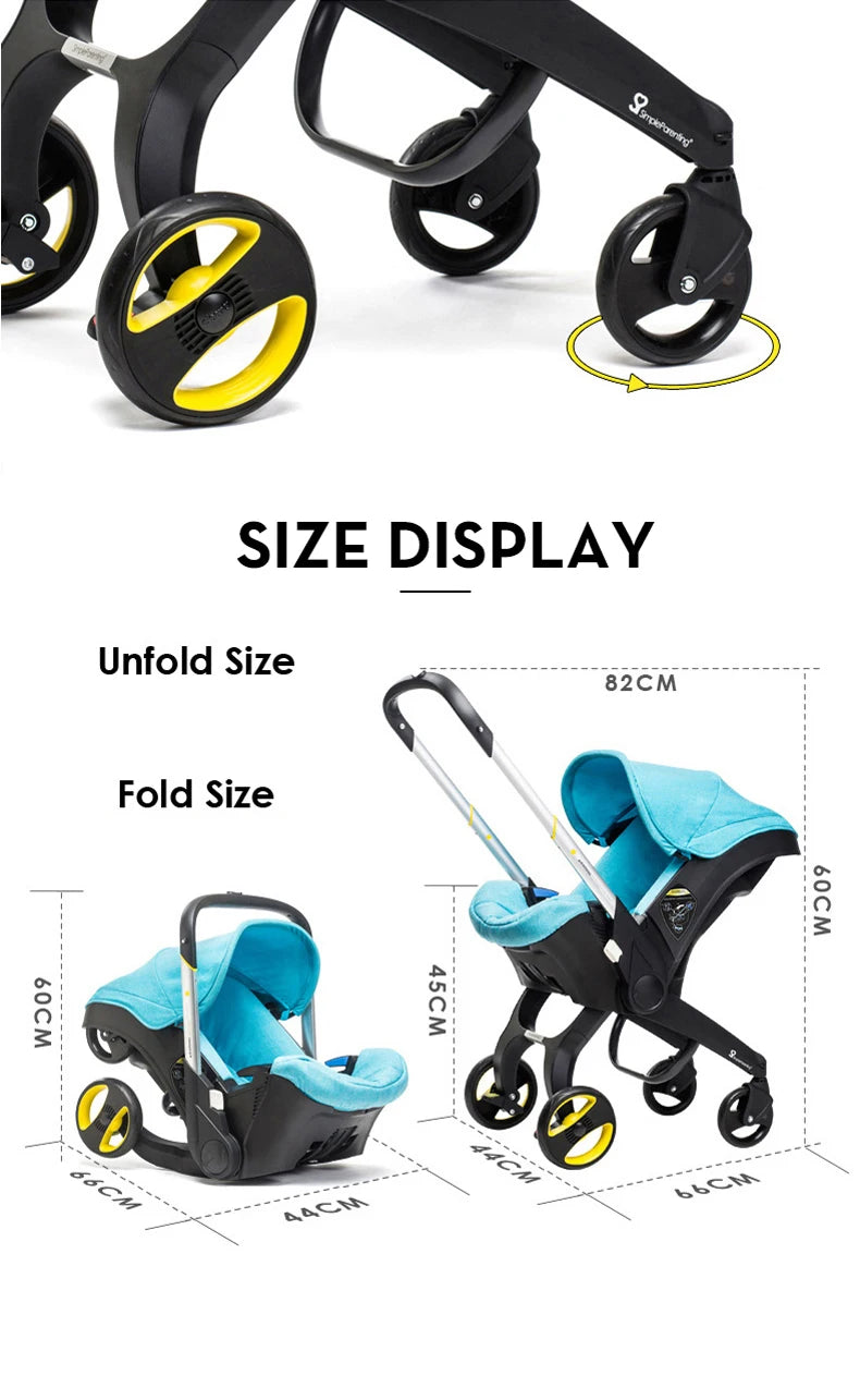 Portable Baby Stroller 4 IN 1 Travel Multifunctional Lightweight Carriage Four Wheel Stroller Mountable Cart For Baby
