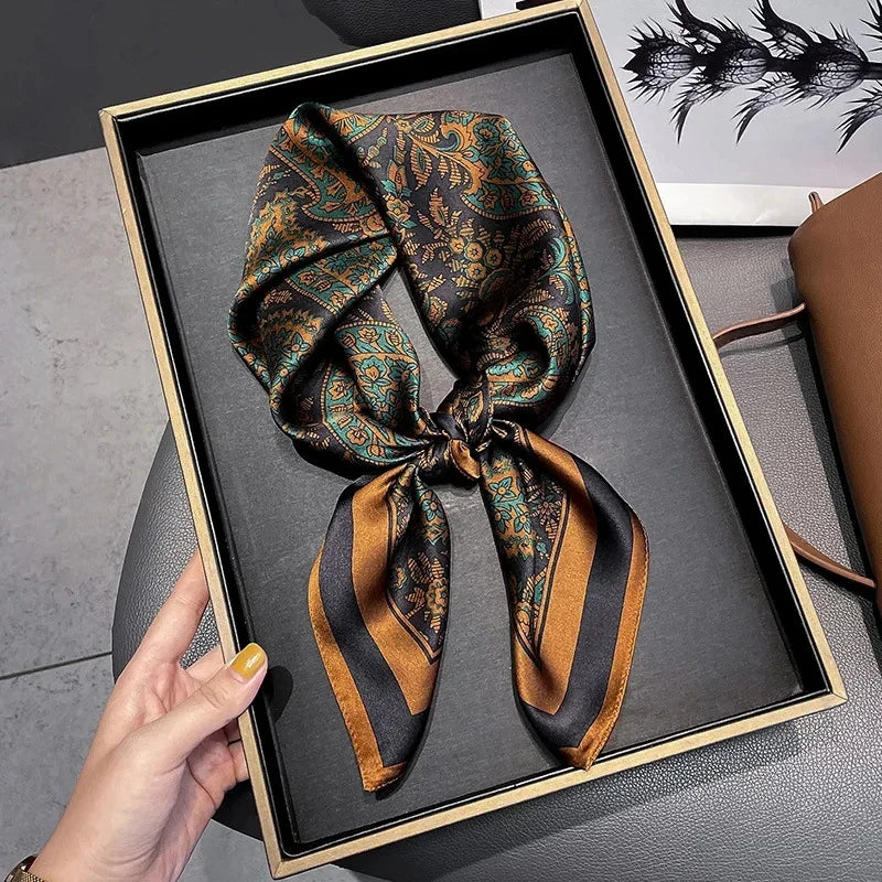 Luxury Vintage Print Square Scarf