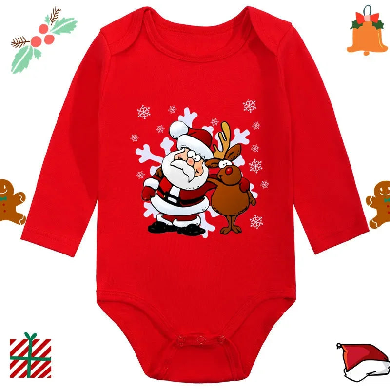 2024 Infant Newborn My First Christmas Rompers Baby Boys Girls Bodysuit Born Crawling Long Sleeve Jumpsuits Festival Party Gifts