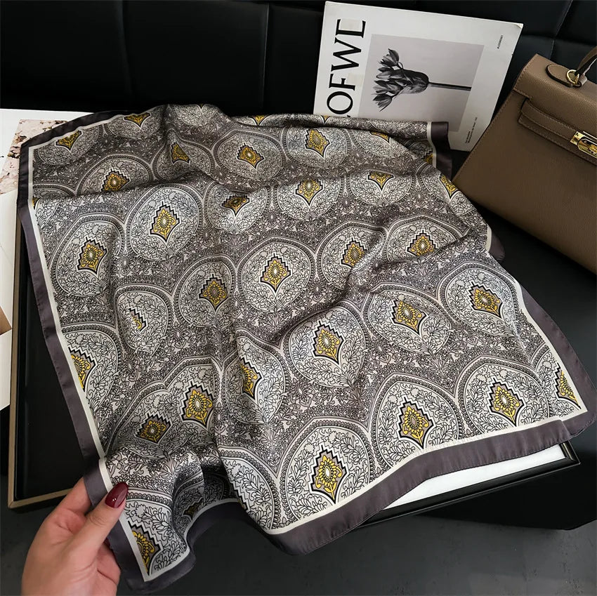Luxury Vintage Print Square Scarf