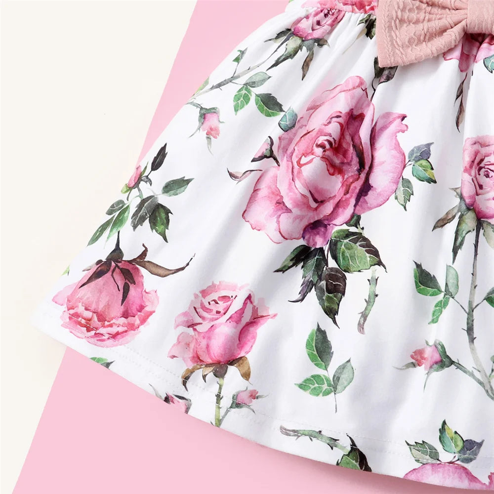 Set Pink Long Sleeves Coat+Flower Dress