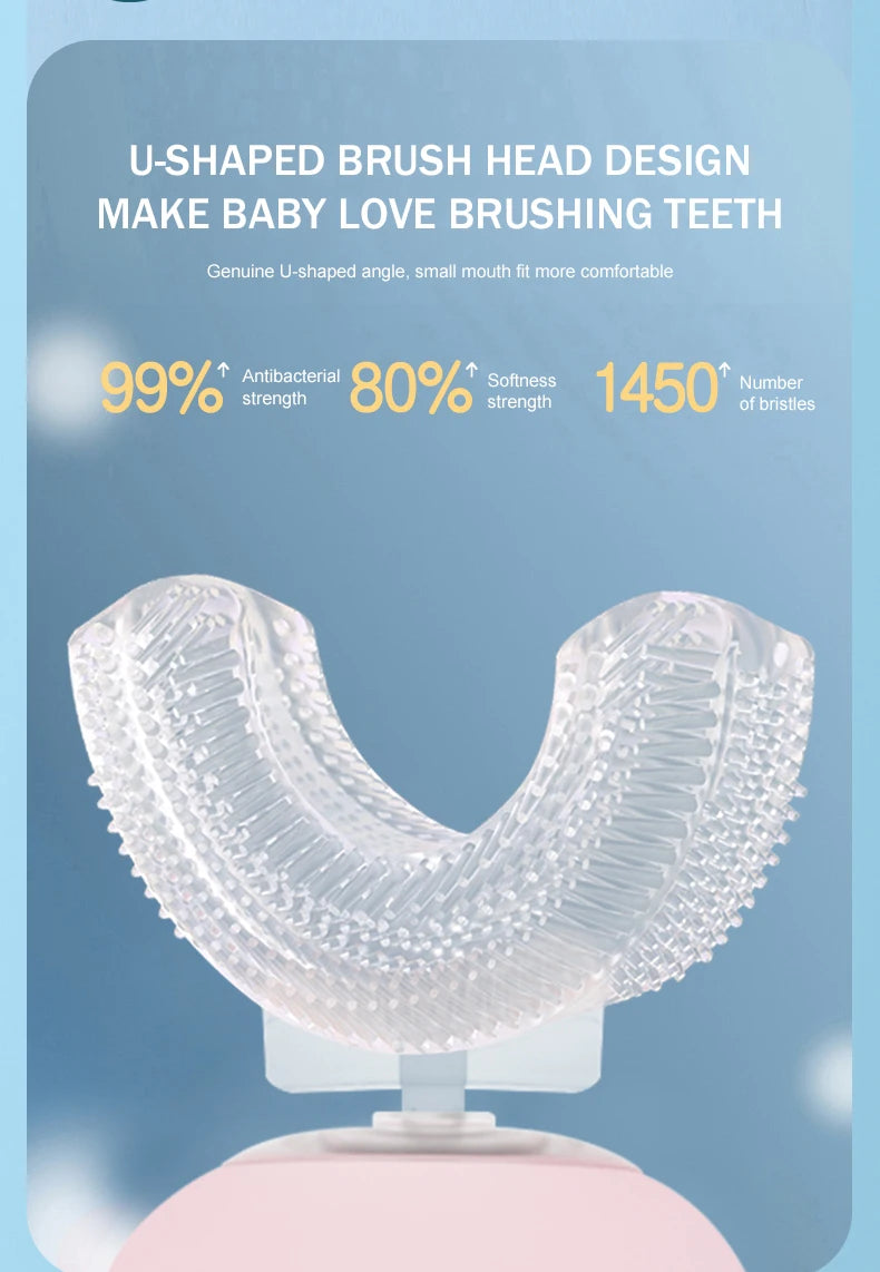 Kids U-Shape Toothbrush 360° Soft Silicone | Toddler & Baby Toothbrush | BPA-Free Manual Toothbrush for Boys & Girls | Gentle Gum Care, Safe Oral Hygiene, Fun Design