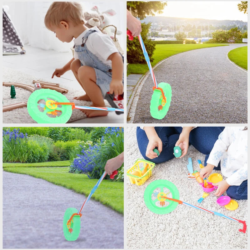 Children'S Baby 2-Section Walking Stroller With Wheels Toddler Stroller Push Walker Wheels Learning Along Pvc Color Random
