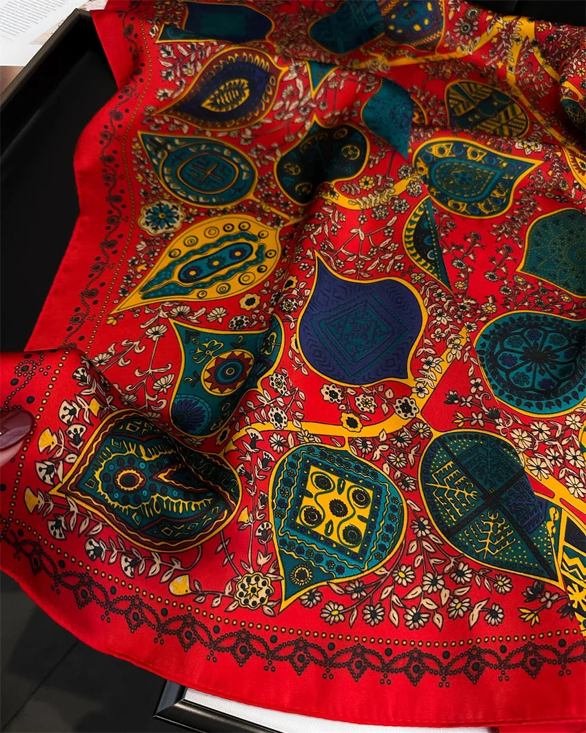 Luxury Vintage Print Square Scarf