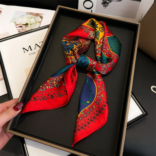 Luxury Vintage Print Square Scarf