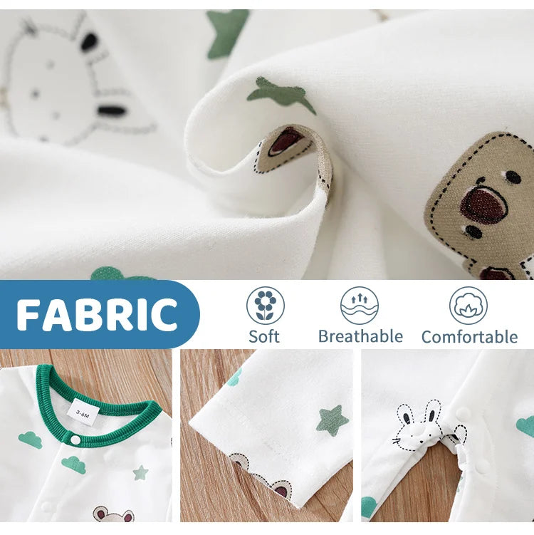 Newborn Clothing Cute Koala Rabbit Full Print Comfortable Spring And Autumn Boys And Girls LongSleeves WrappedFoot Baby Bodysuit