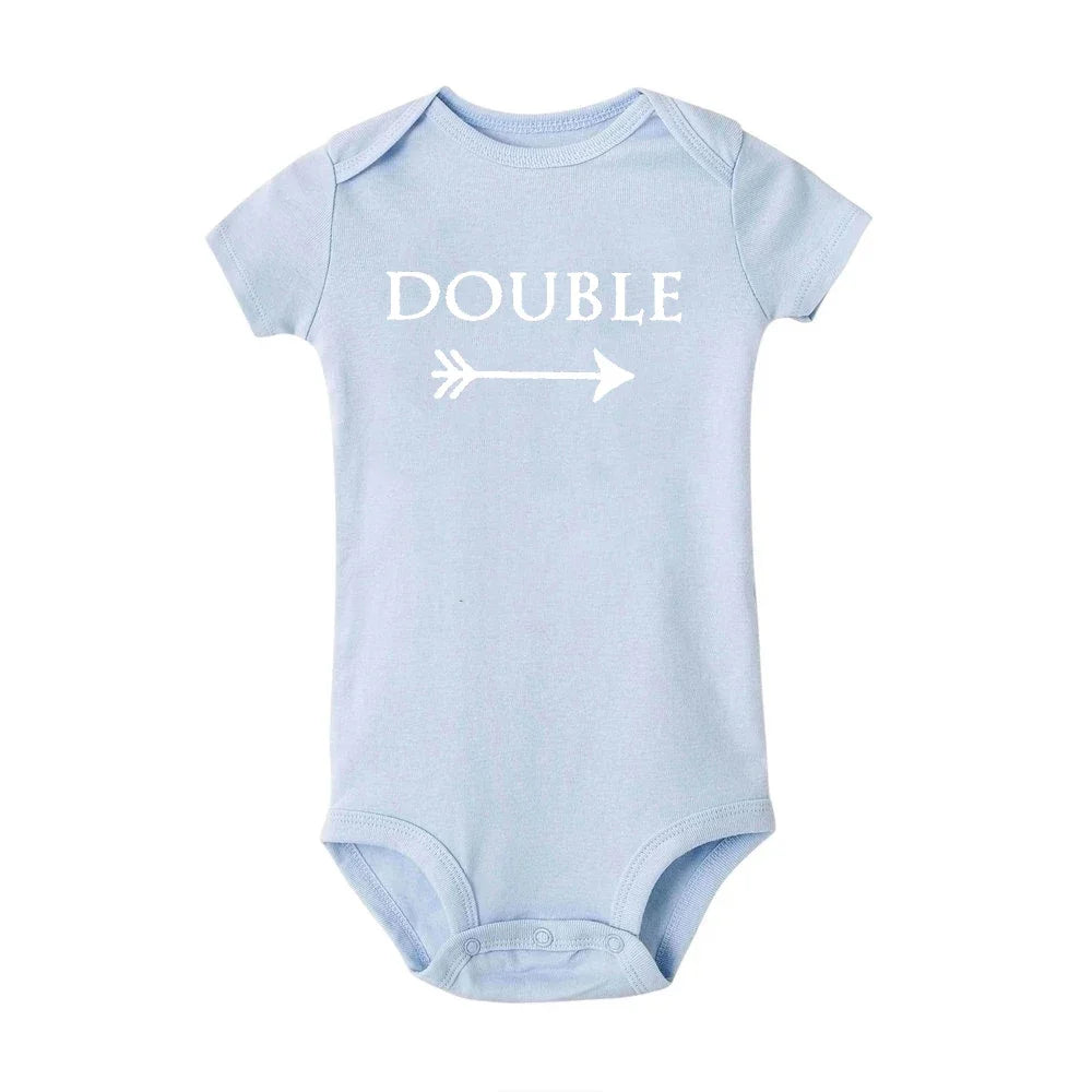 Baby Bodysuits Double Trouble Twin Kids Unisex Short Sleeve Romper