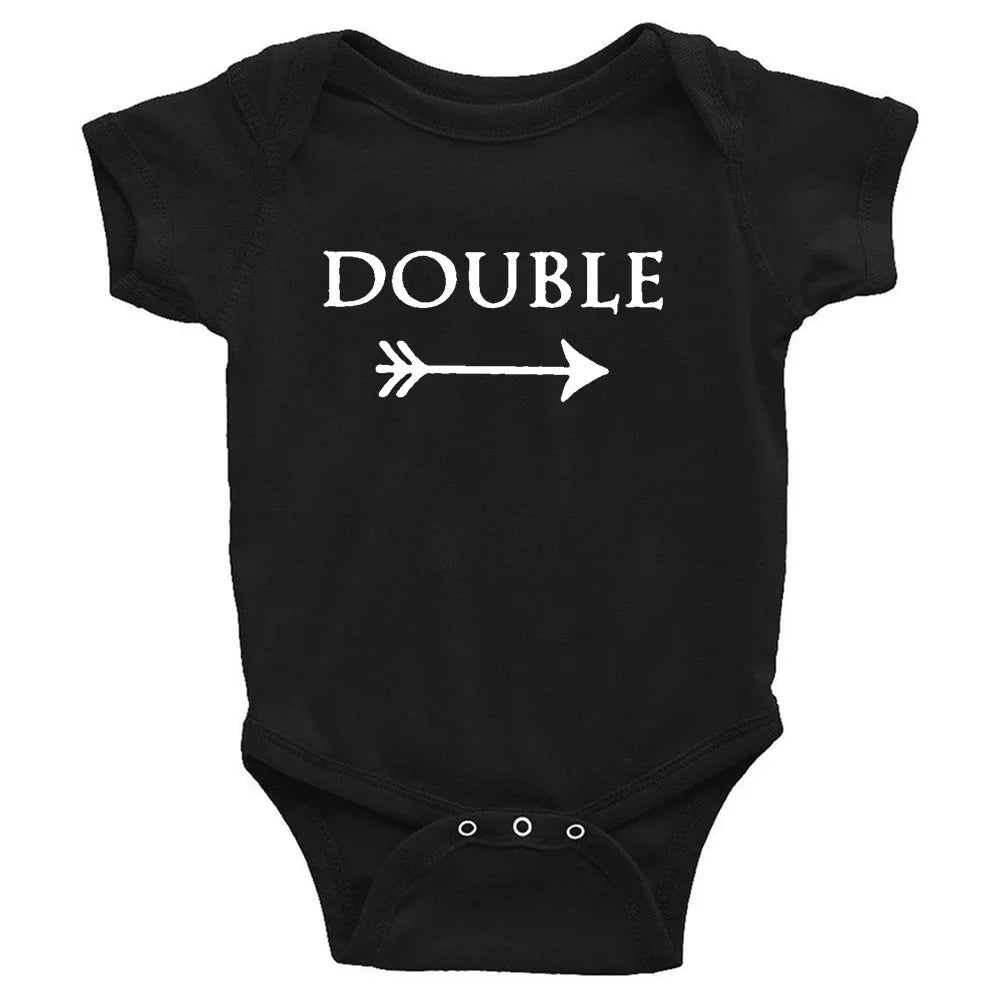 Baby Bodysuits Double Trouble Twin Kids Unisex Short Sleeve Romper